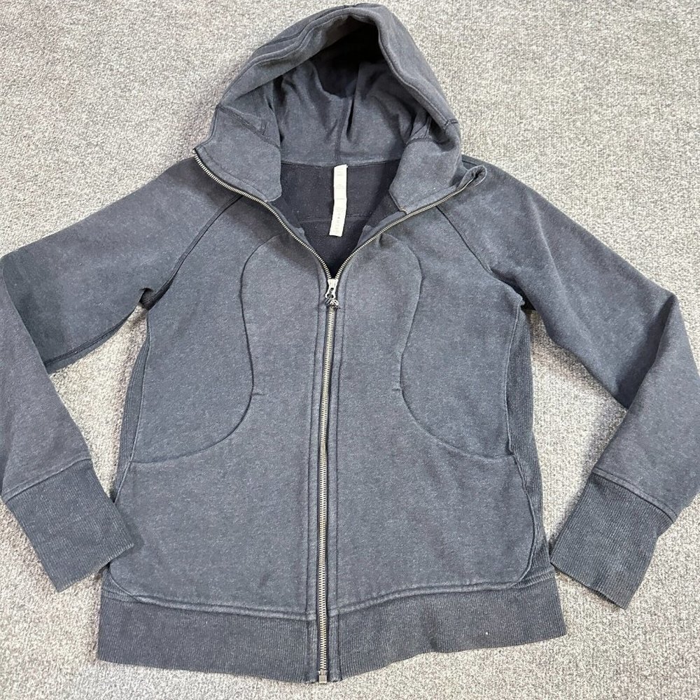 Lululemon Scuba Hoodie Woman's L / size 10 Blue Heather Raglan Pockets Full Zip